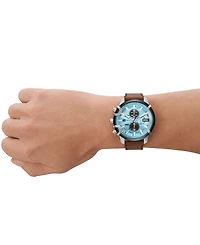 Diesel Men's Griffed Chronograph Brown Leather Watch 48mm