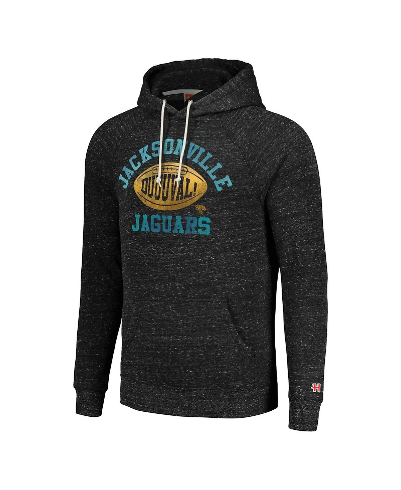 Men's and Women's Homage Heather Charcoal Jacksonville Jaguars Hyperlocal Raglan Pullover Hoodie