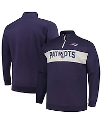 Men's Profile Navy New England Patriots Big and Tall Fleece Quarter-Zip Jacket