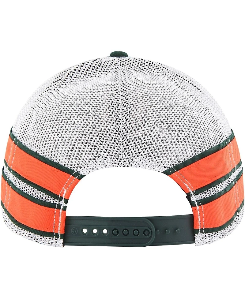 Men's '47 Brand Green Distressed Miami Hurricanes Straight Eight Adjustable Trucker Hat
