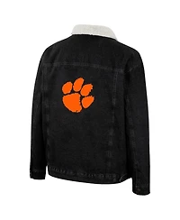 Men's Colosseum x Wrangler Charcoal Clemson Tigers Western Button-Up Denim Jacket