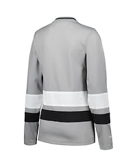 Women's Mitchell & Ness Silver Distressed Las Vegas Raiders Big Face 7.0 Long Sleeve Jersey T-shirt