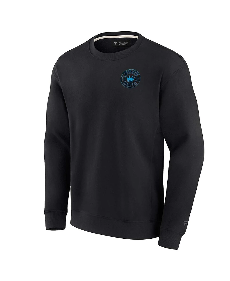 Men's and Women's Fanatics Signature Black Charlotte Fc Super Soft Fleece Crew Sweatshirt