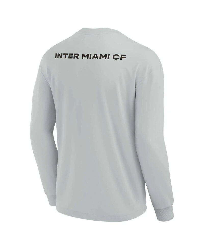 Men's and Women's Fanatics Signature Gray Inter Miami Cf Super Soft Long Sleeve T-shirt