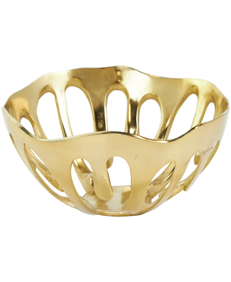 Rosemary Lane Aluminum Drip Decorative Bowl with Open Frame Design, Set of 2 - 13", 11" H