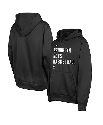 Big Boys Nike Black Brooklyn Nets Spotlight Performance Pullover Hoodie