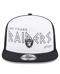 Men's New Era White, Black Las Vegas Raiders Banger 9FIFTY Trucker Snapback Hat