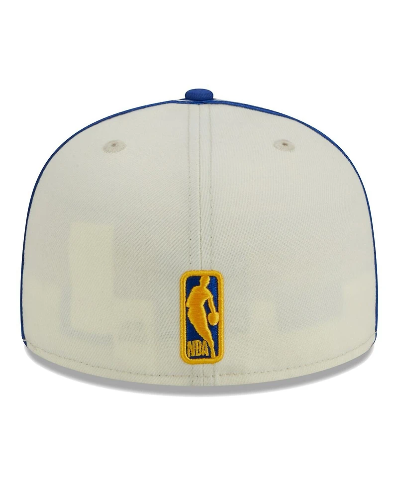 Men's New Era Cream, Royal Golden State Warriors Piping 2-Tone 59FIFTY Fitted Hat