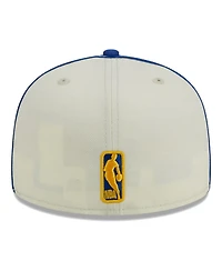 Men's New Era Cream, Royal Golden State Warriors Piping 2-Tone 59FIFTY Fitted Hat