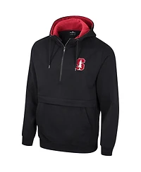 Men's Colosseum Black Stanford Cardinal Half-Zip Hoodie