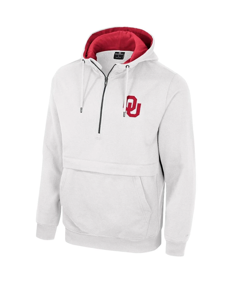 Men's Colosseum White Oklahoma Sooners Half-Zip Hoodie