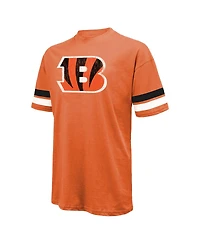 Men's Majestic Threads Joe Burrow Orange Distressed Cincinnati Bengals Name and Number Oversize Fit T-shirt