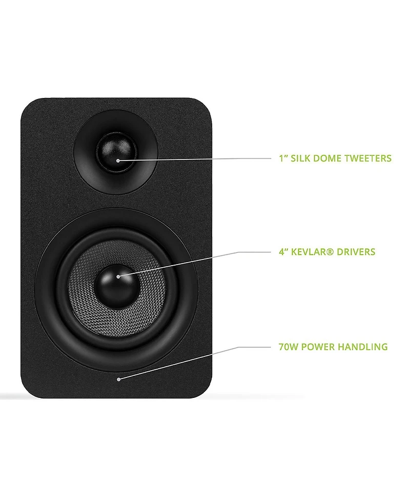Kanto YUP4 Passive Bookshelf Speakers with 1" Silk Dome Tweeter and 4" Kevlar Woofer - Pair