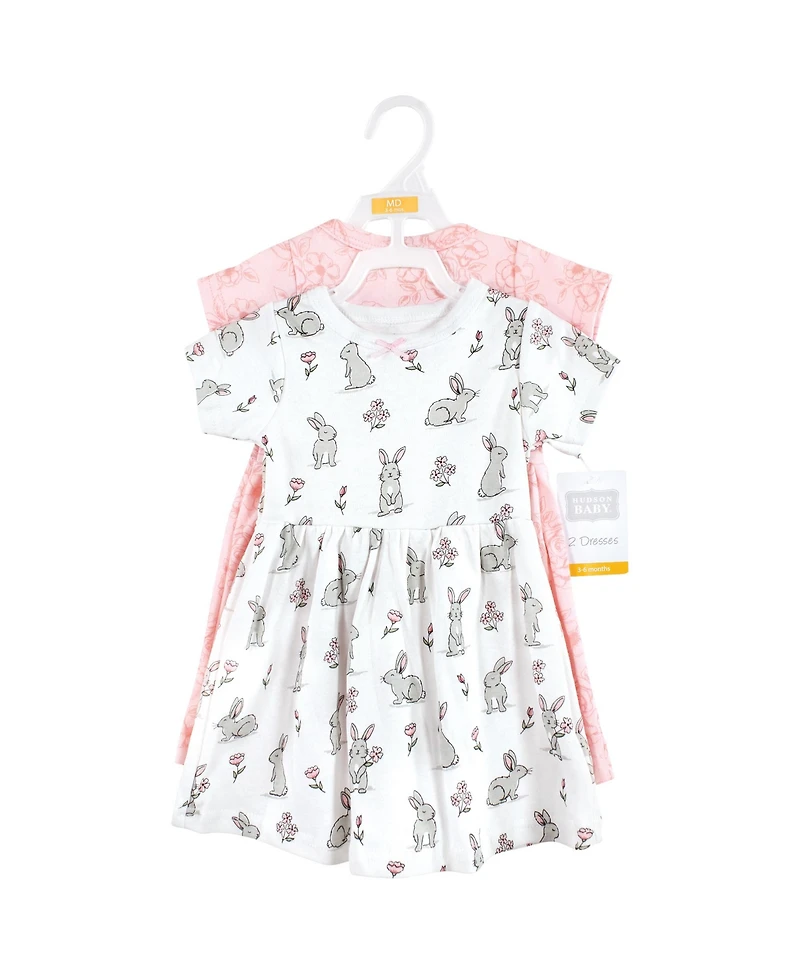 Hudson Baby Toddler Girls Hudson Cotton Dresses, Bunny Floral