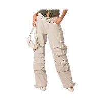 Women's Oversize Boyfriend Cargo Jeans With Pockets