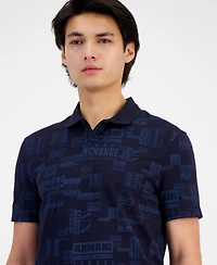 A|X Armani Exchange Men's Regular-Fit Night Sky Logo Pique Polo Shirt