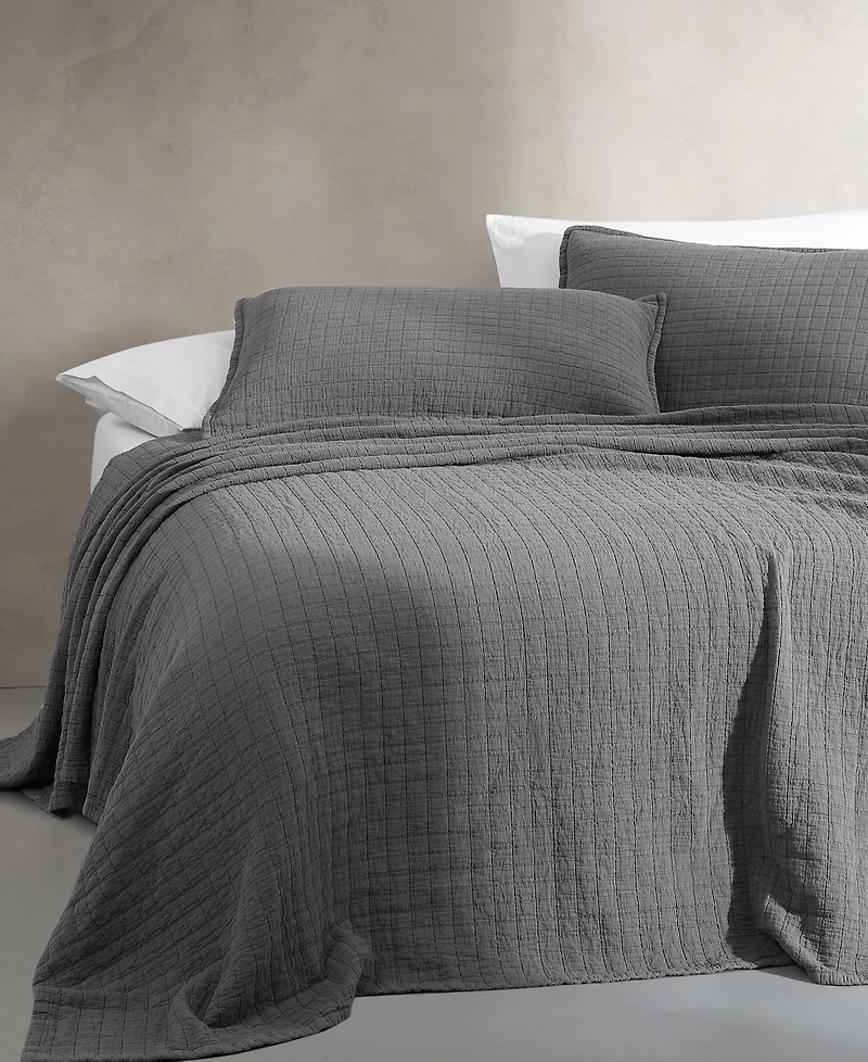 Closeout! Calvin Klein Essential Garment Washed Cotton Jacquard Coverlet