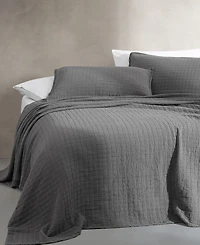 Closeout! Calvin Klein Essential Garment Washed Cotton Jacquard Coverlet