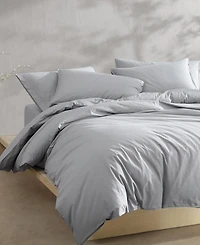 Calvin Klein Washed Percale Cotton Solid 3 Piece Comforter Set