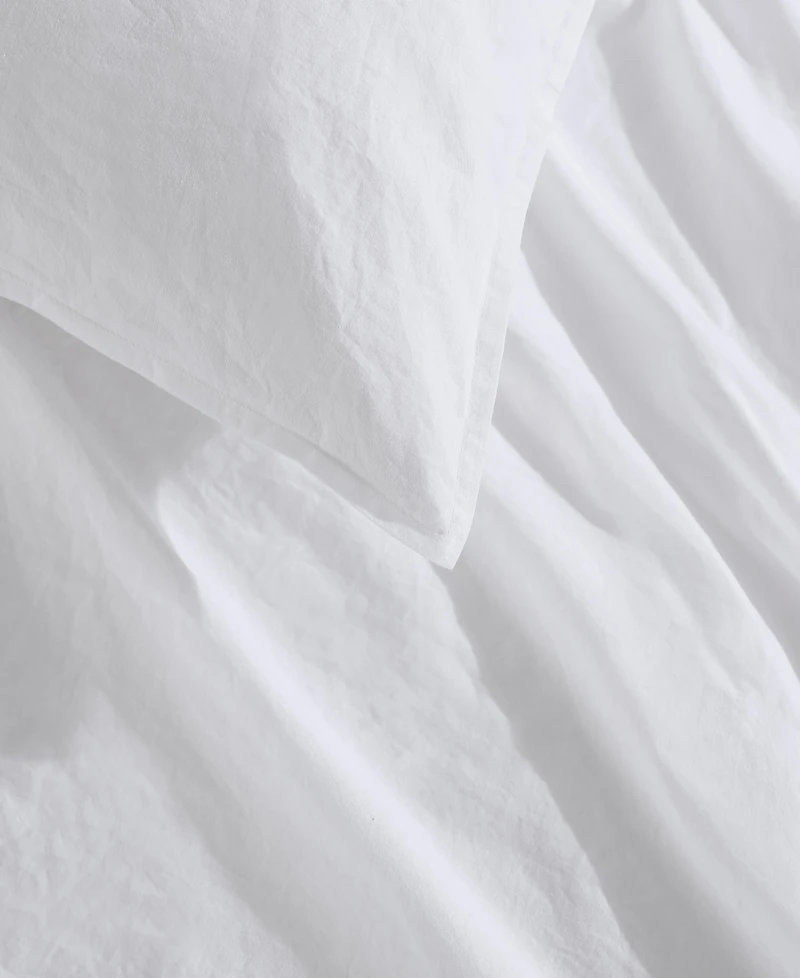 Closeout! Calvin Klein Washed Percale Cotton Solid 3 Piece Comforter Set