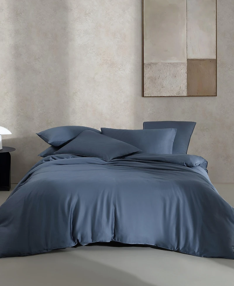 Closeout! Calvin Klein Organic Earth Solid Cotton Sateen 3 Piece Duvet Cover Set