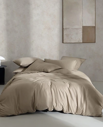 Closeout! Calvin Klein Organic Earth Solid Cotton Sateen 3 Piece Duvet Cover Set, King