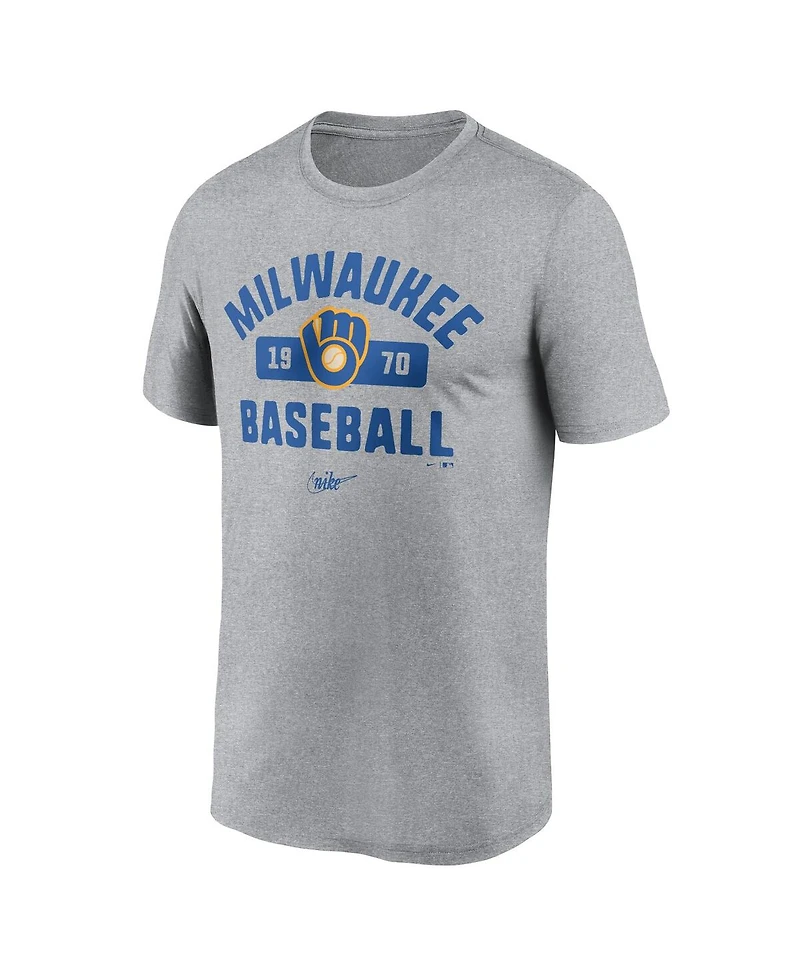 Men's Nike Heather Gray Milwaukee Brewers Legend T-shirt