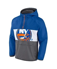 Men's Fanatics Royal New York Islanders Flagrant Foul Anorak Raglan Half-Zip Hoodie Jacket