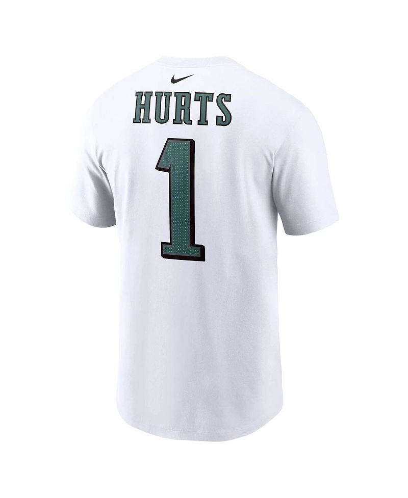 Men's Nike Jalen Hurts White Philadelphia Eagles Player Name and Number T-shirt