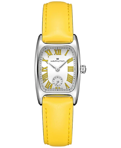 Hamilton Women's Swiss American Classic Small Second Yellow Leather Strap Watch 24x27mm