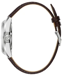 Bulova Men's Automatic Surveyor Brown Leather Strap Watch 39mm