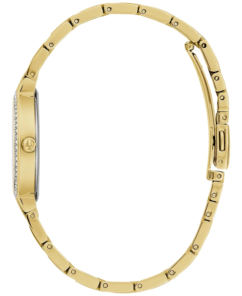 Bulova Women's Classic Crystal Gold-Tone Stainless Steel Bracelet Watch 30mm Gift Set