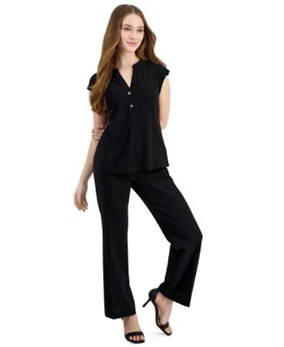 Ak Anne Klein Petite Dolman Sleeve Top Pull On Straight Leg Pants