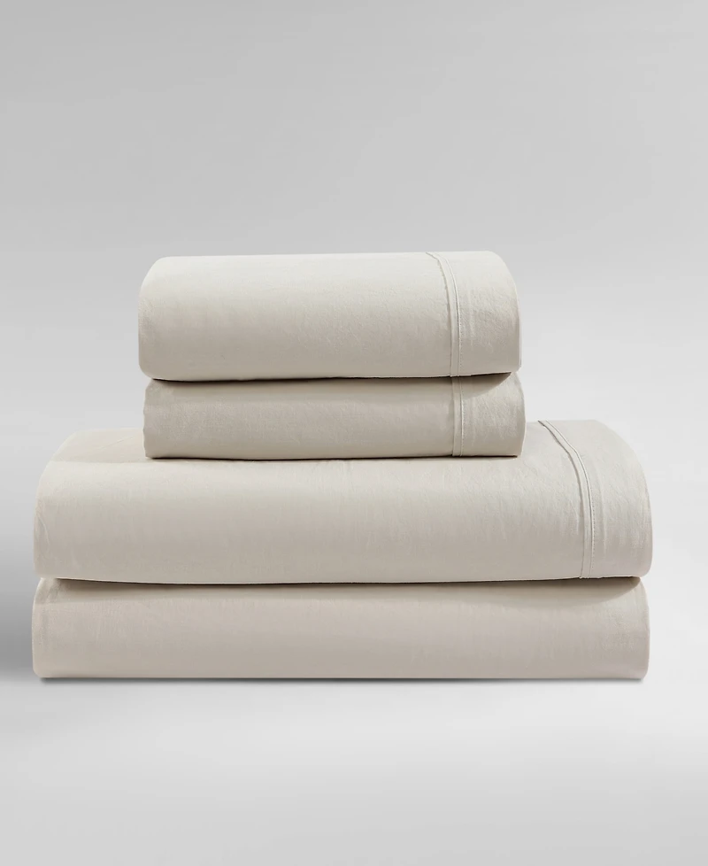 Calvin Klein Washed Cotton Percale 4-Pc. Sheet Set