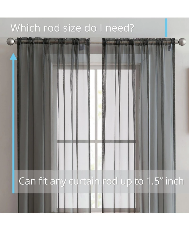 Hlc.me 2 Pack Sheer Voile Window Curtain Sheer Panels