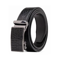 Men's Genuine Leather Crocodile Design Dress Belt with Automatic Buckle