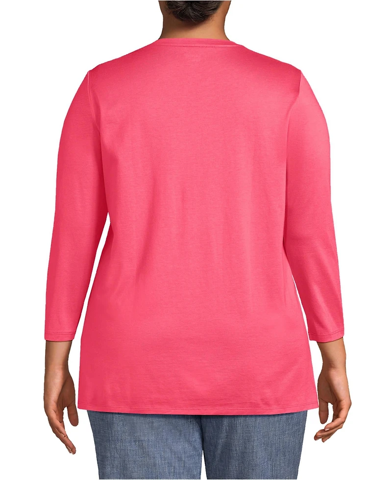 Lands' End Women's Plus 3/4 Sleeve Cotton Supima Tunic