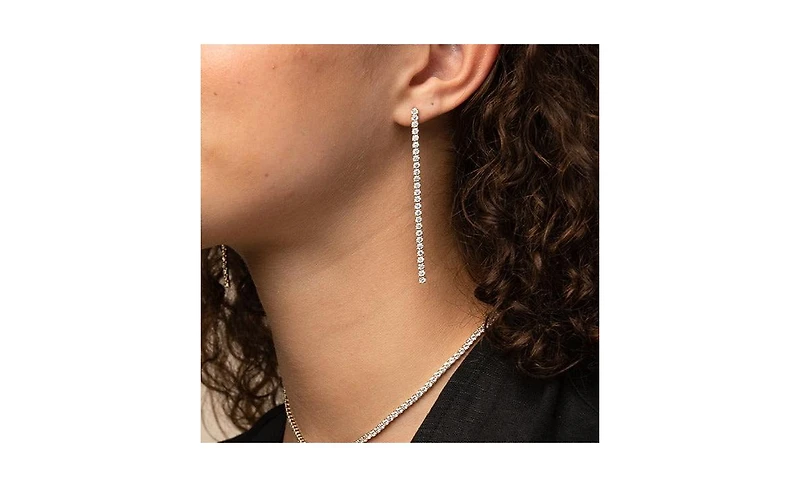 Sterling Silver 18k Gold Plated Cherie Drop Tennis Earrings