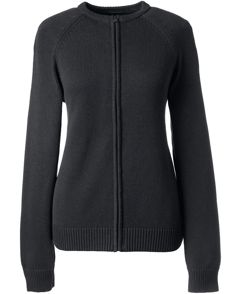 Lands' End Women's Cotton Modal Zip-front Cardigan Sweater