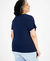Style & Co Plus Short-Sleeve Henley Top
