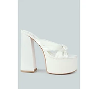 Womens Strobing Knotted Chunky Platform Heels sandals