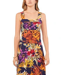 Vince Camuto Printed Square-Neck Smocked-Back Maxi Dress