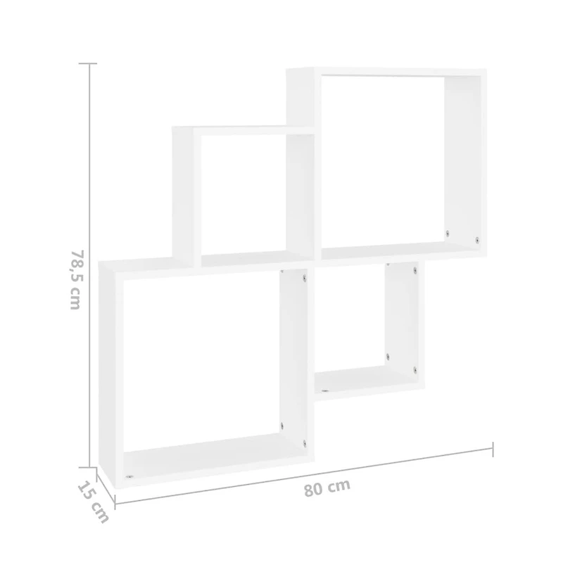 vidaXL Wall Cube Shelf White 31.5"x5.9"x30.9" Engineered Wood