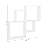 vidaXL Wall Cube Shelf White 31.5"x5.9"x30.9" Engineered Wood