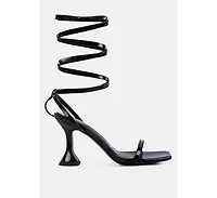 Women's Lewk Strappy Tie Up Spool Heel Sandals