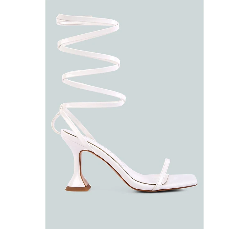 Women's Lewk Strappy Tie Up Spool Heel Sandals