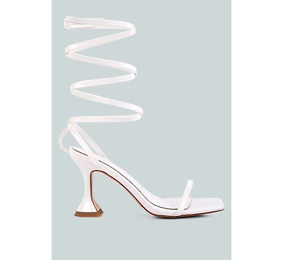 Women's Lewk Strappy Tie Up Spool Heel Sandals