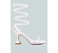 Women's Lewk Strappy Tie Up Spool Heel Sandals