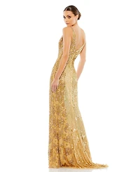 Mac Duggal Women's Beaded Floral Sleeveless Gown