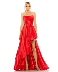 Mac Duggal Women's Strapless Ruched High Low Gown